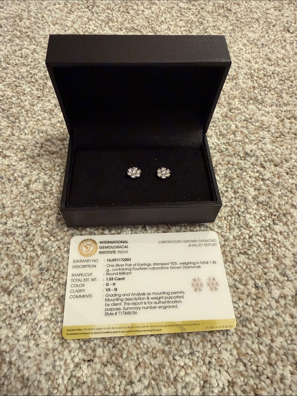 Sterling Silver Round Lab-Grown Diamond Stud Earrings - White